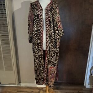 Mama Mai Womens Animal Print Kimono Paisley Floral  Boho Hippie Festival